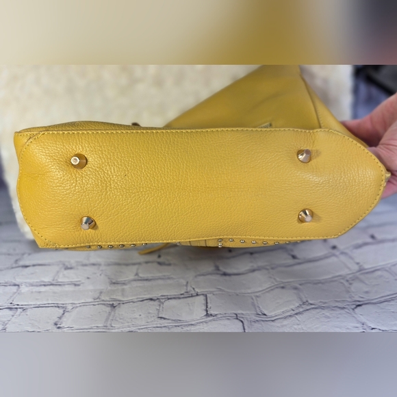 Montana West Yellow Slouchy Shoulder Bag with Studded Details - Picture 8 of 15